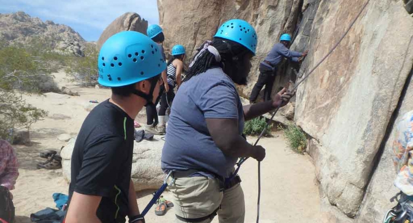 joshua tree rock climbing trip for young adults